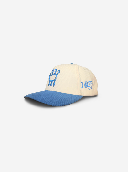 Blue & Pure White Corduroy Cap
