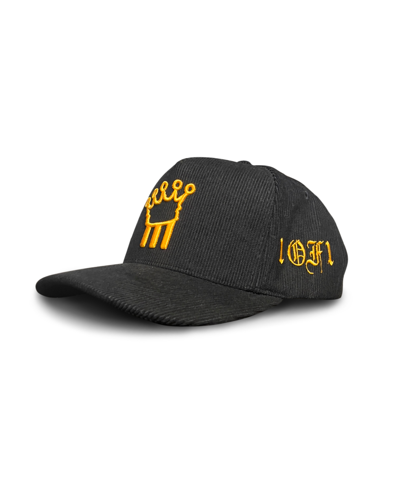 BLACK & OLD GOLD CORDUROY HAT